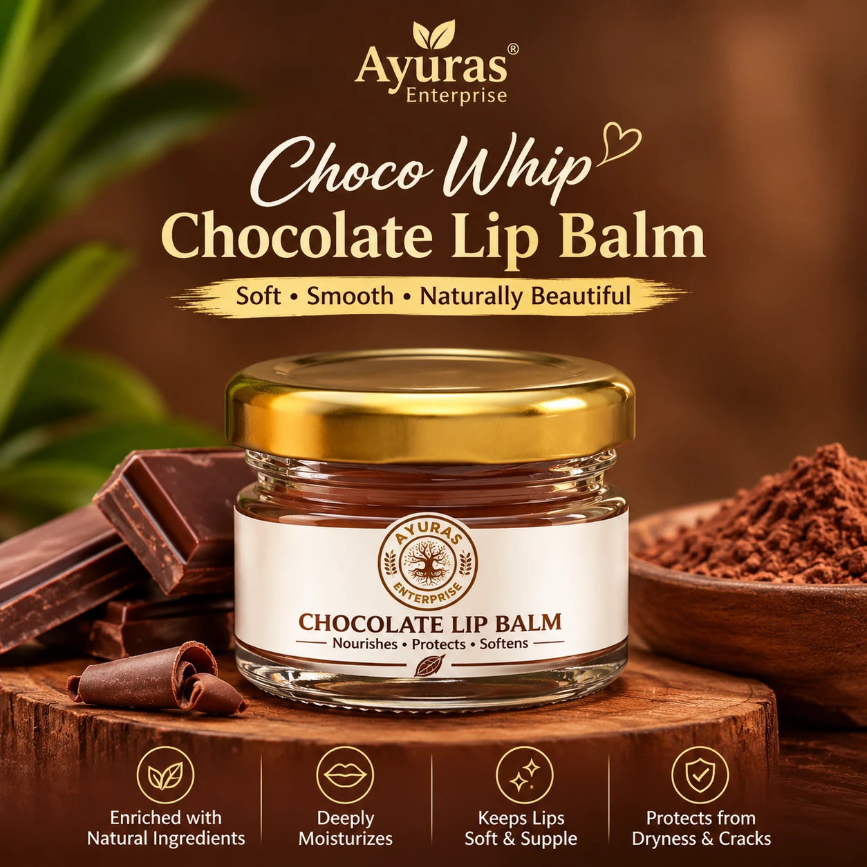 Delicious Chocolate Care for Soft, Smooth & Moisturized Lips