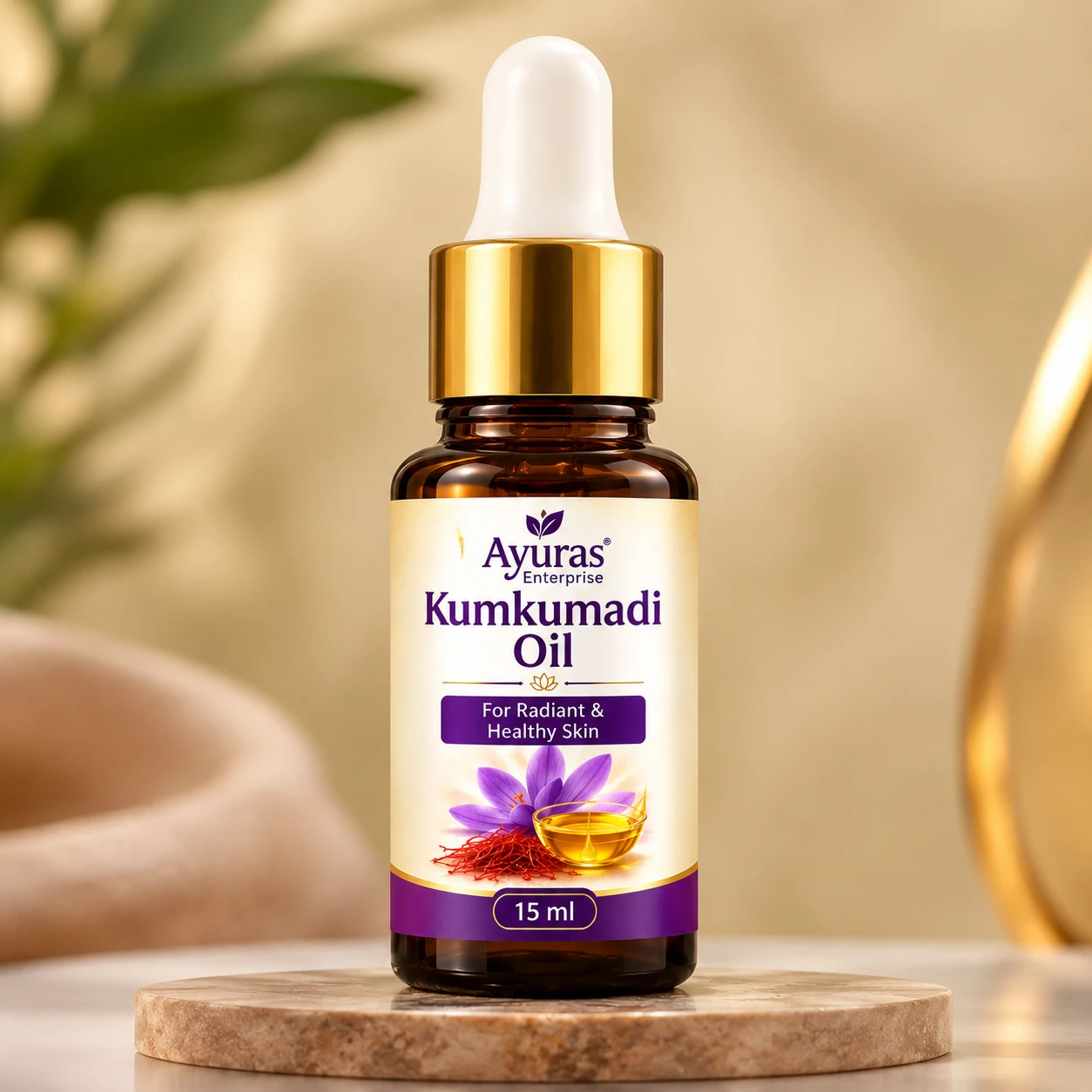 Ayuras Kumkumadi Oil (Tailam) with Saffron & Red Sandalwood 15 ml | Ayurvedic Face Oil for Natural Glow & Radiant Skin | Herbal Facial Oil for Skin Nourishment & Daily Skincare