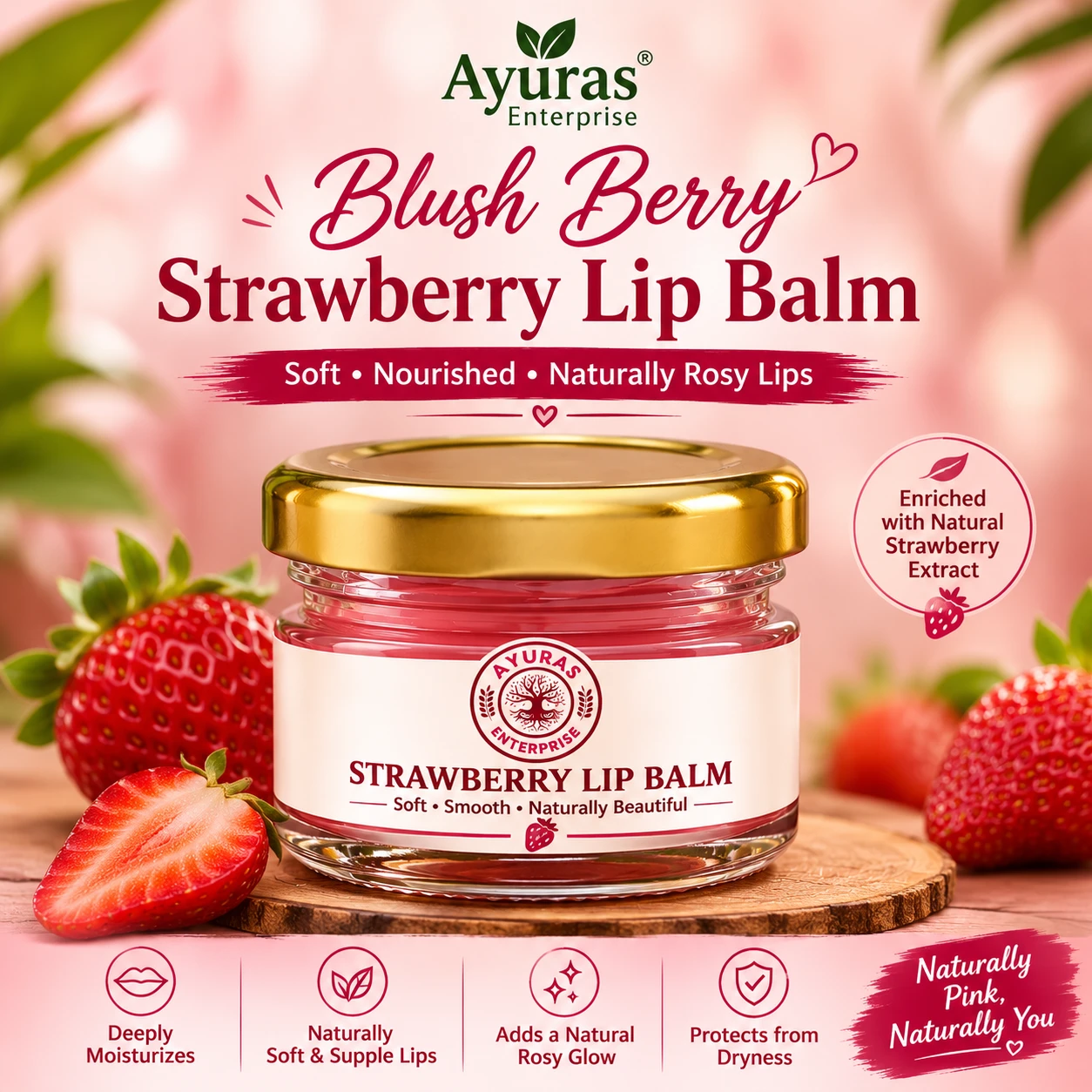 Sweet Strawberry Care for Soft, Smooth & Moisturized Lips