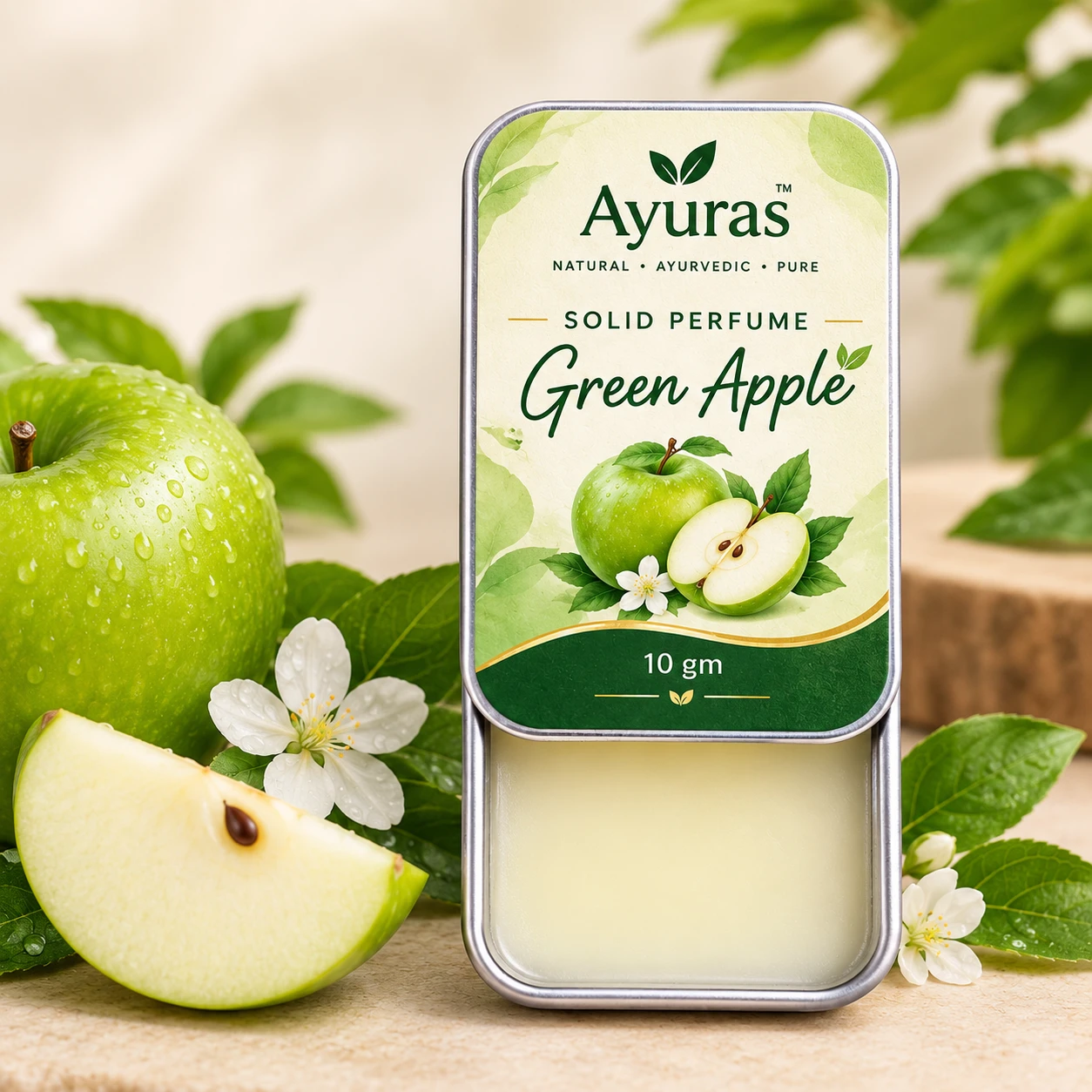 Solid Perfume for Men & Women – Green Apple | Long Lasting Wax Perfume | Pocket & Travel-Friendly Perfume – 10g